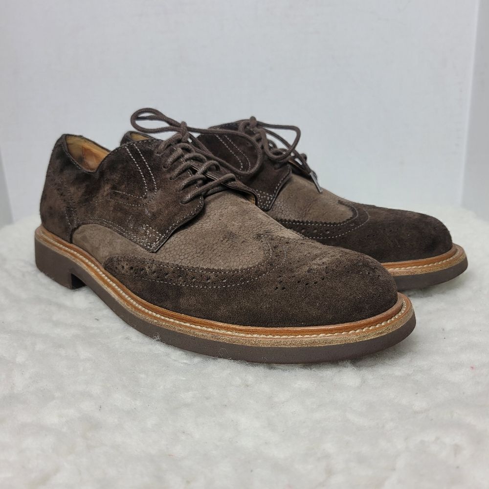 Tod's Men's Size 7 Brown Suede Wingtip Shoes Vibram Soles